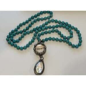 Dyed Howlite Beaded Necklace with Pendant Long